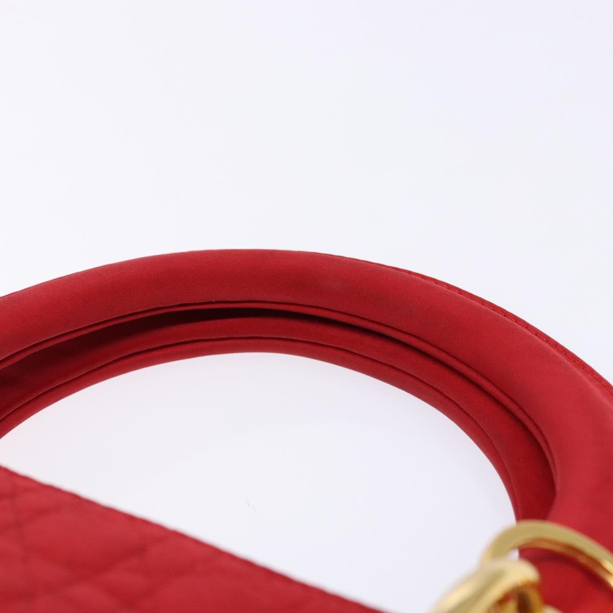 Christian Dior Canage Hand Bag Nylon Red Gold Auth 140609