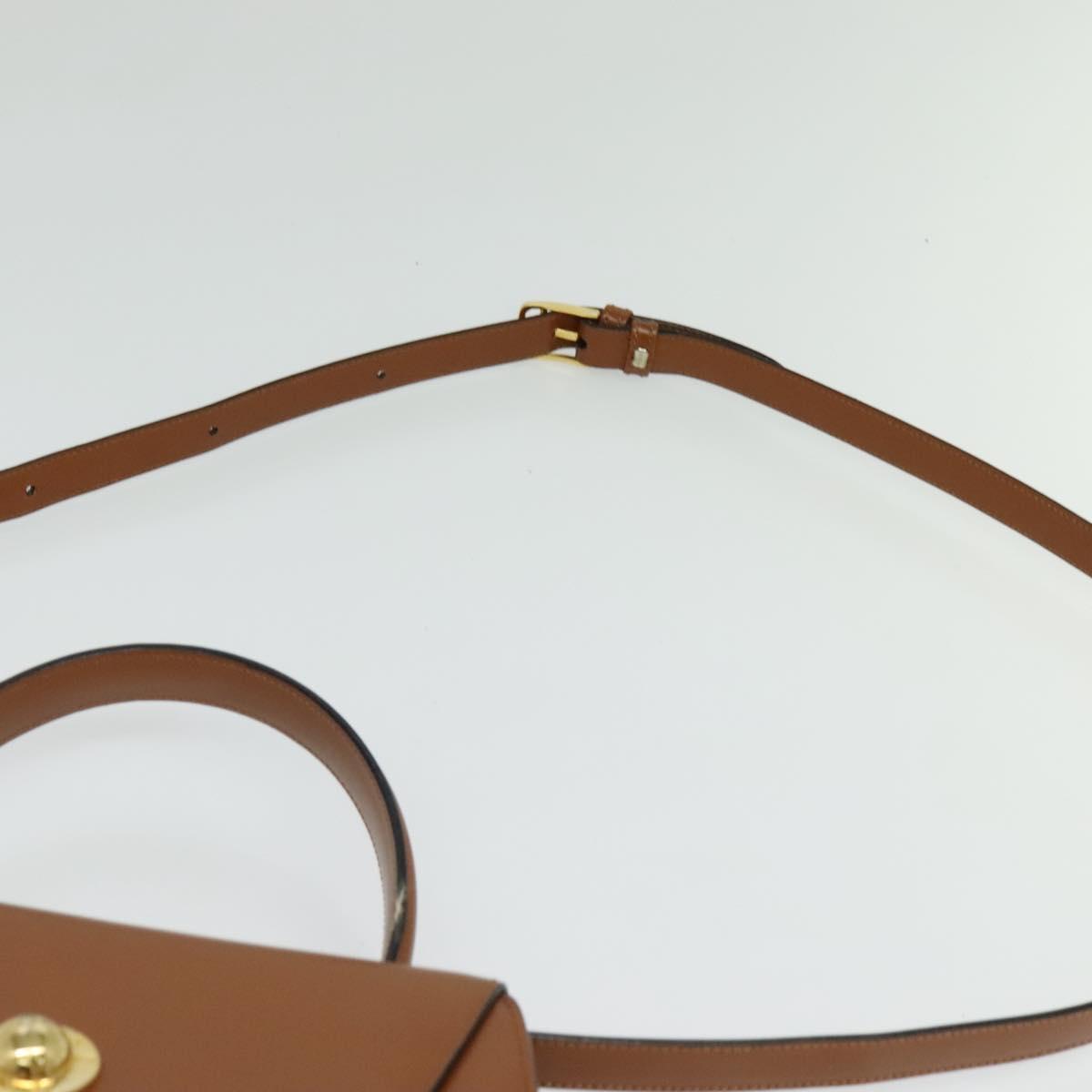CELINE Hand Bag Leather 2way Brown Gold Auth 140614