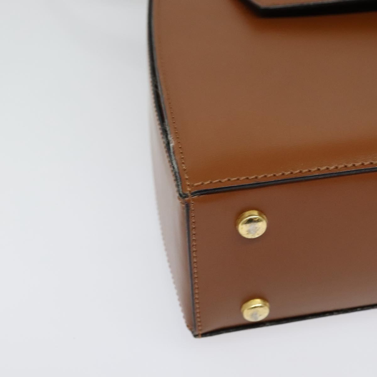 CELINE Hand Bag Leather 2way Brown Gold Auth 140614