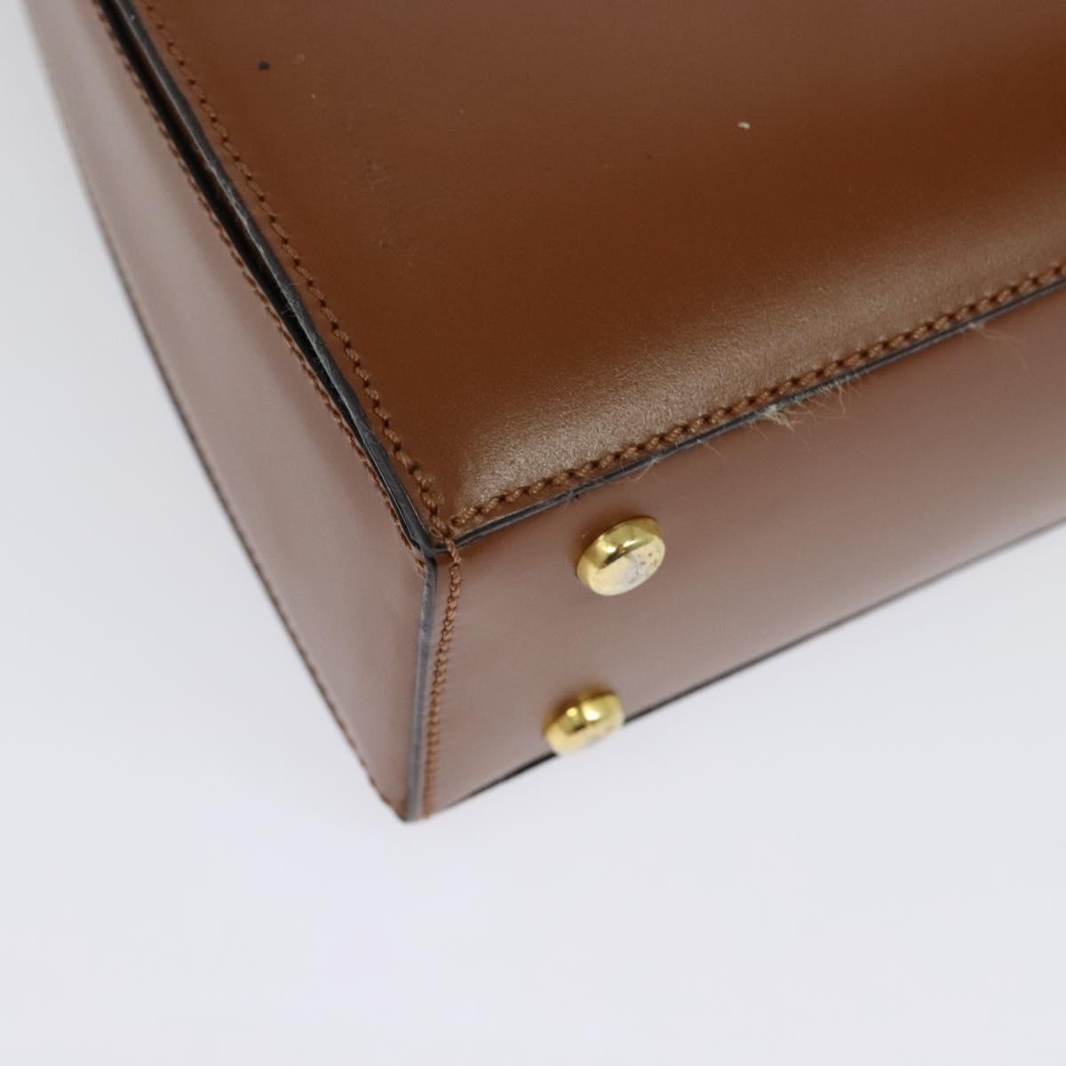CELINE Hand Bag Leather 2way Brown Gold Auth 140614