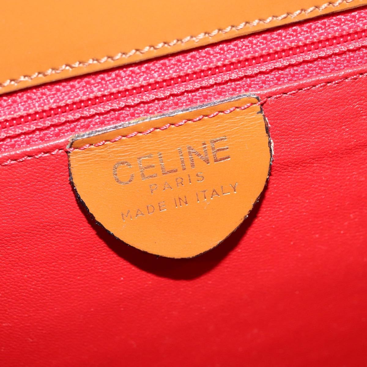 CELINE Hand Bag Leather 2way Brown Gold Auth 140614