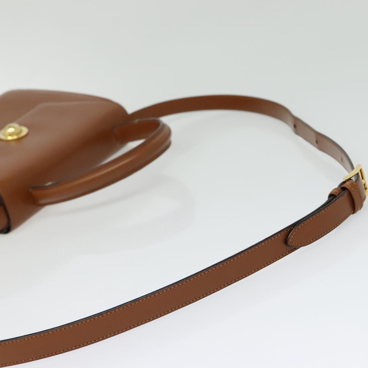 CELINE Hand Bag Leather 2way Brown Gold Auth 140614