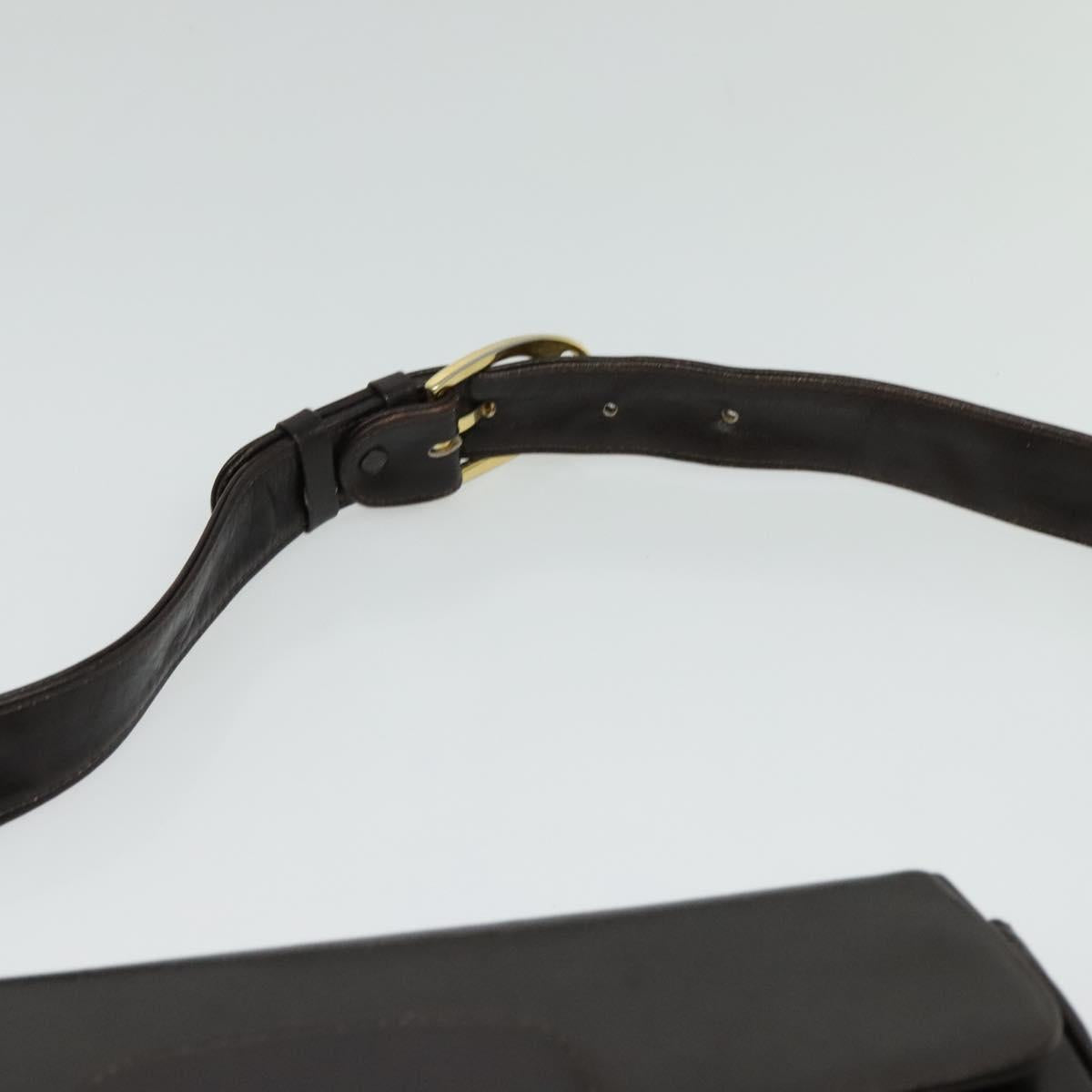 CELINE Horse Carriage Shoulder Bag Leather Brown Gold Auth 140615