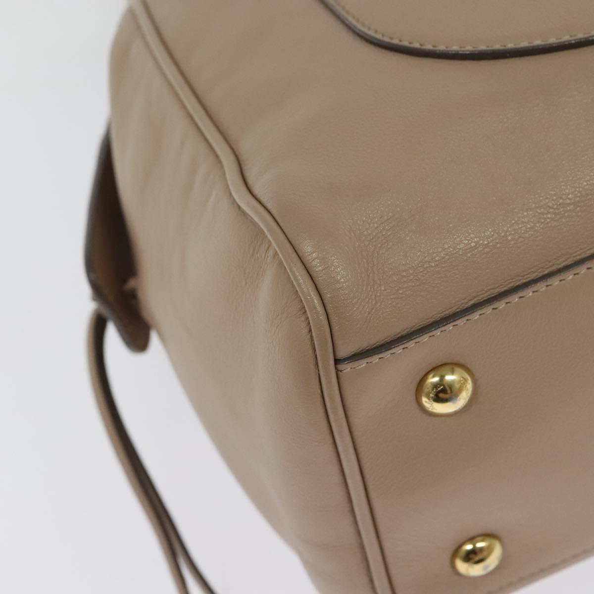 Salvatore Ferragamo Gancini Tote Bag Leather Beige Gold Auth 140617
