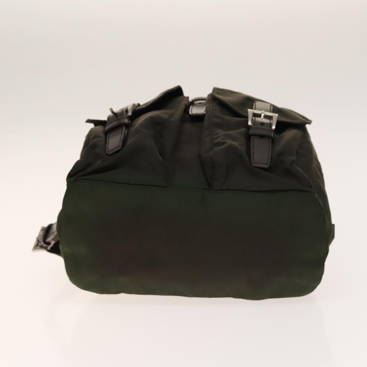 PRADA Backpack Nylon Khaki Silver Auth 140621