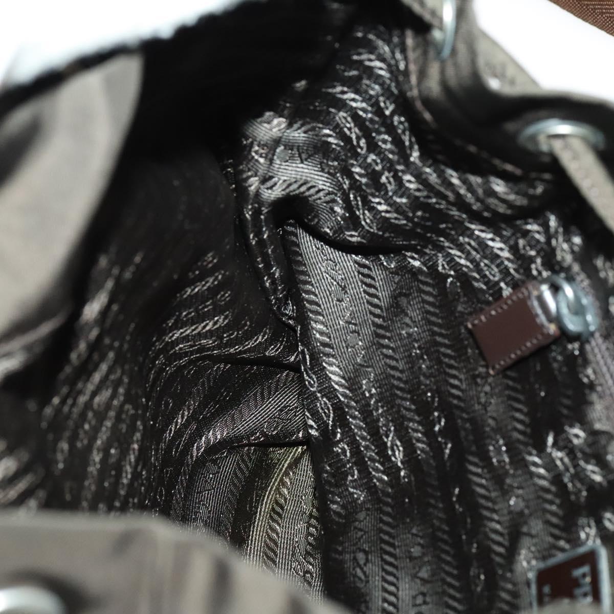 PRADA Backpack Nylon Khaki Silver Auth 140621