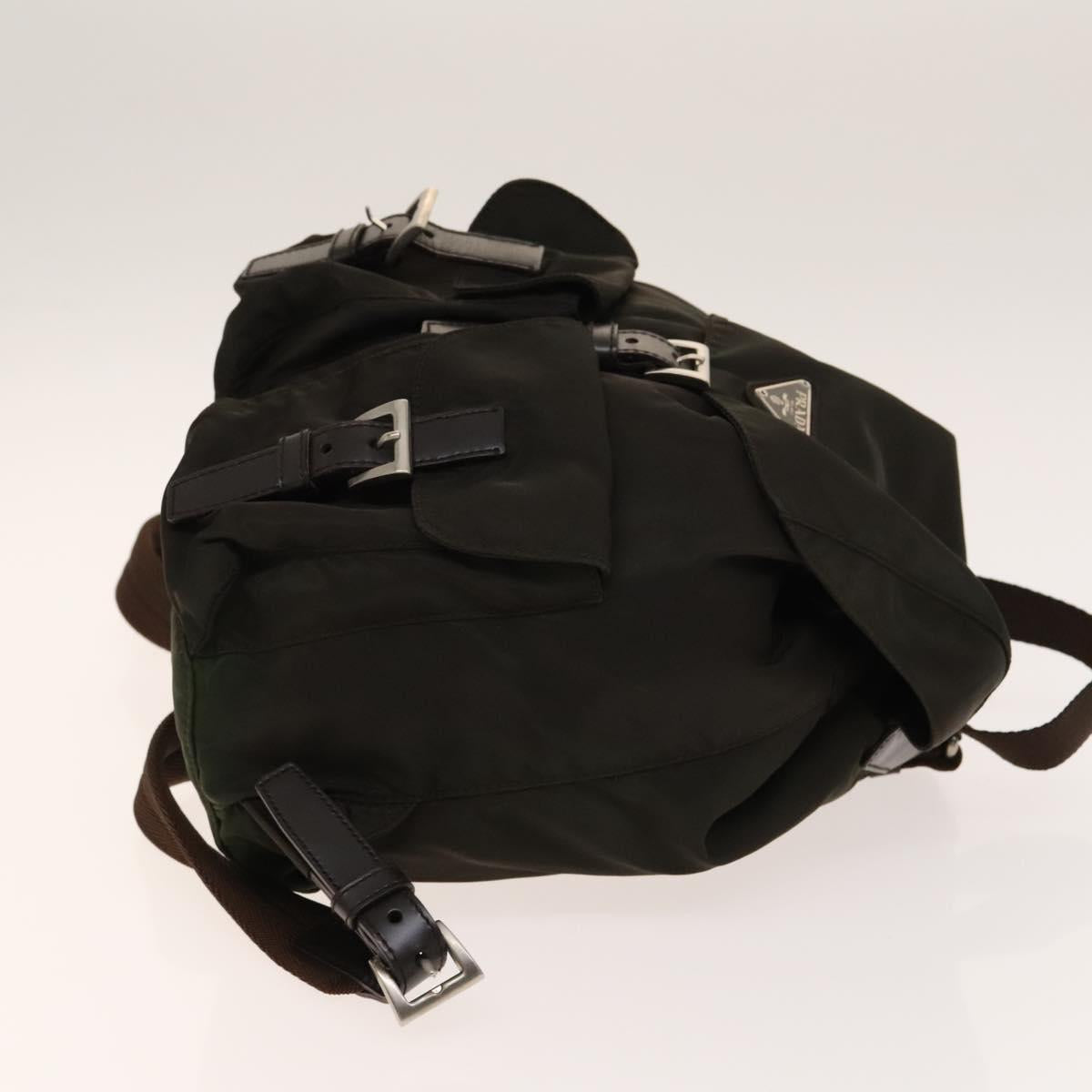 PRADA Backpack Nylon Khaki Silver Auth 140621