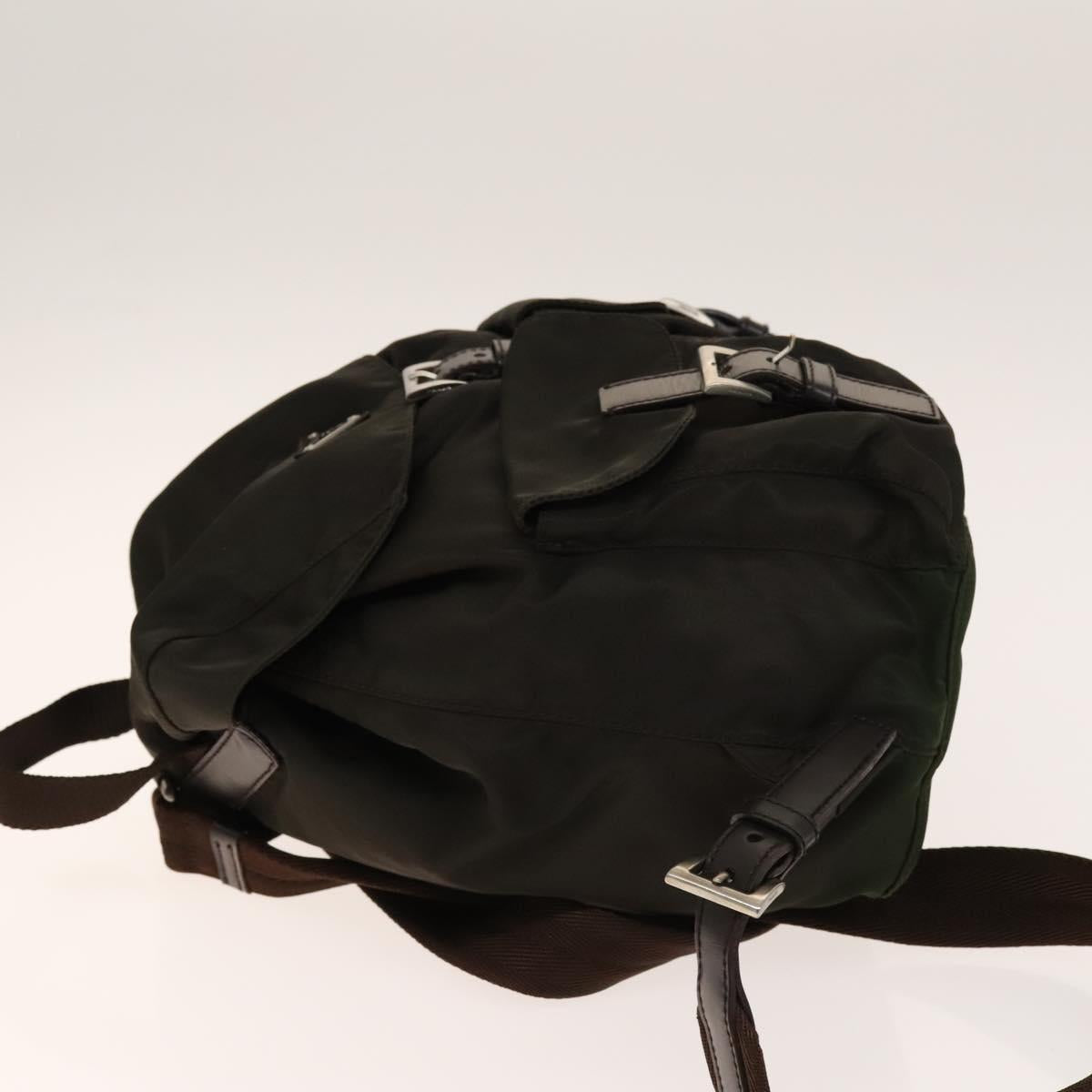 PRADA Backpack Nylon Khaki Silver Auth 140621