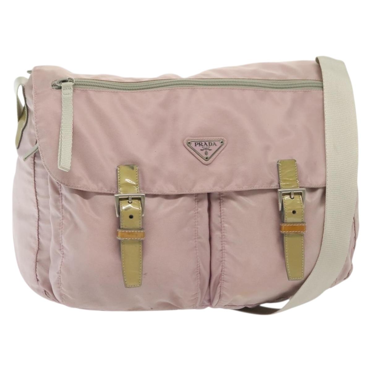 PRADA Shoulder Bag Nylon Pink Silver Auth 140622