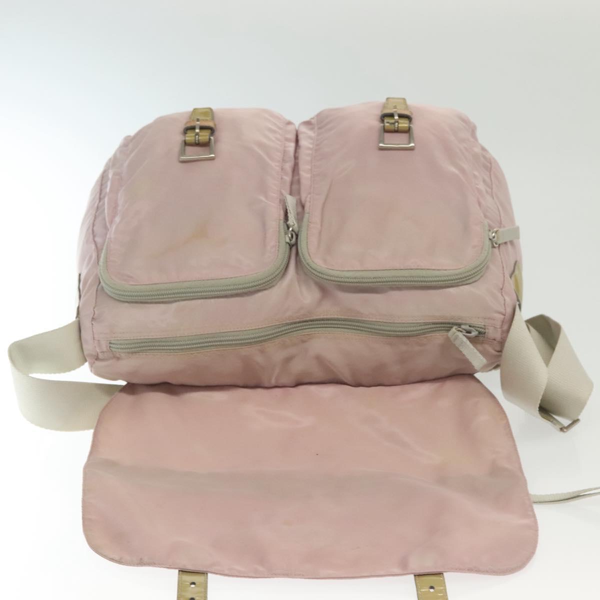 PRADA Shoulder Bag Nylon Pink Silver Auth 140622