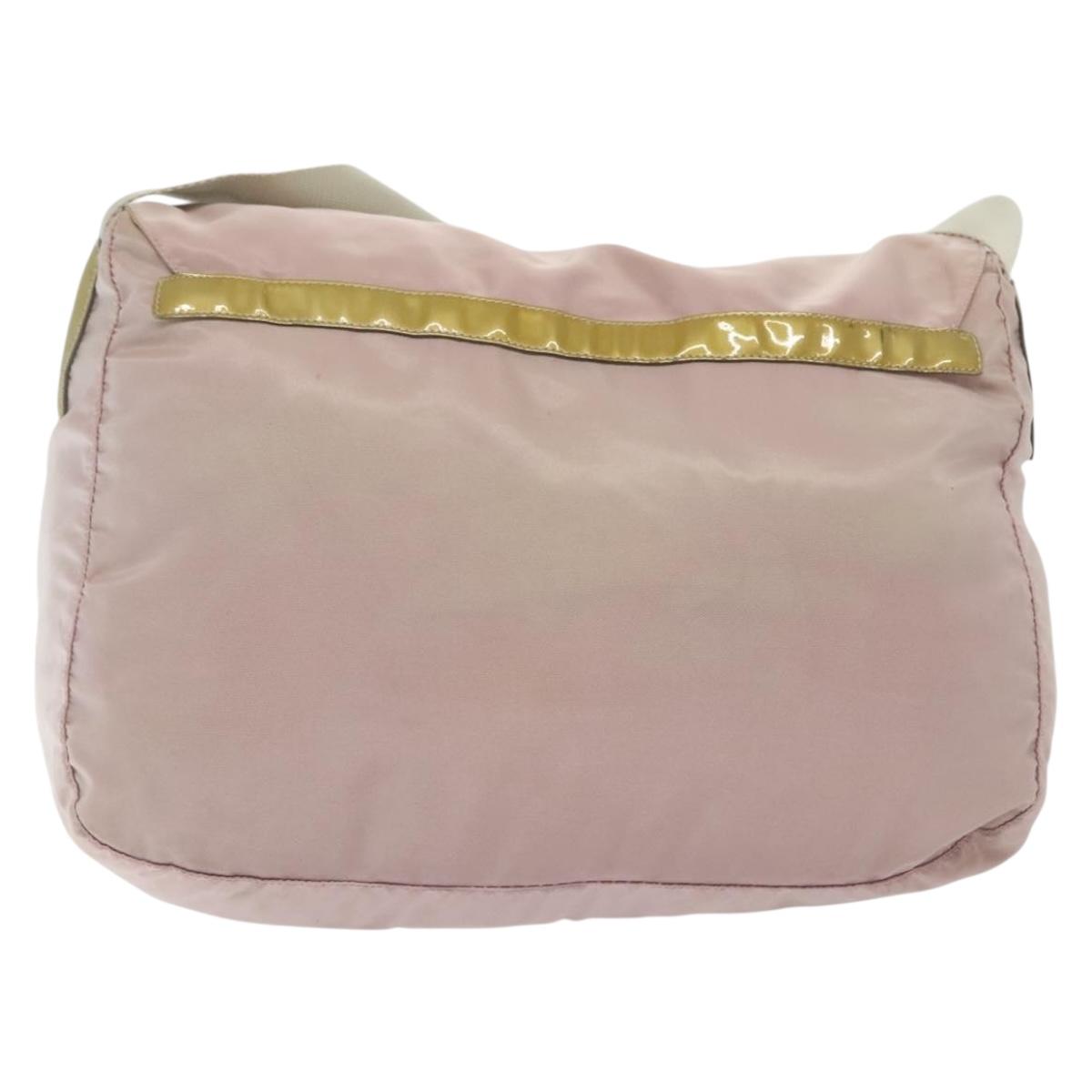 PRADA Shoulder Bag Nylon Pink Silver Auth 140622