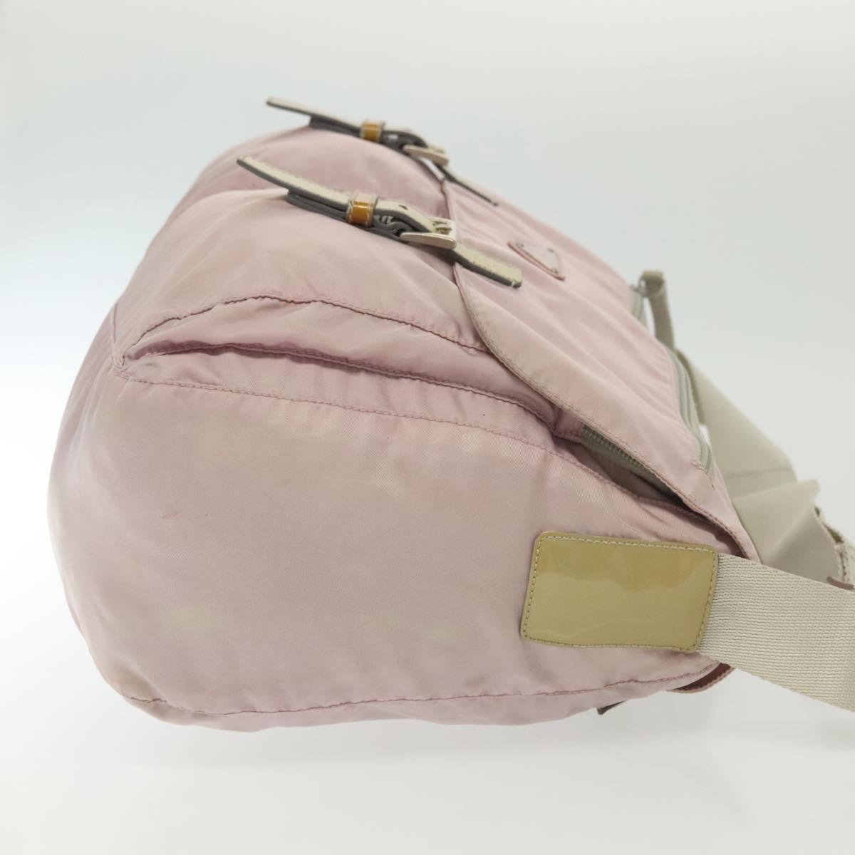 PRADA Shoulder Bag Nylon Pink Silver Auth 140622