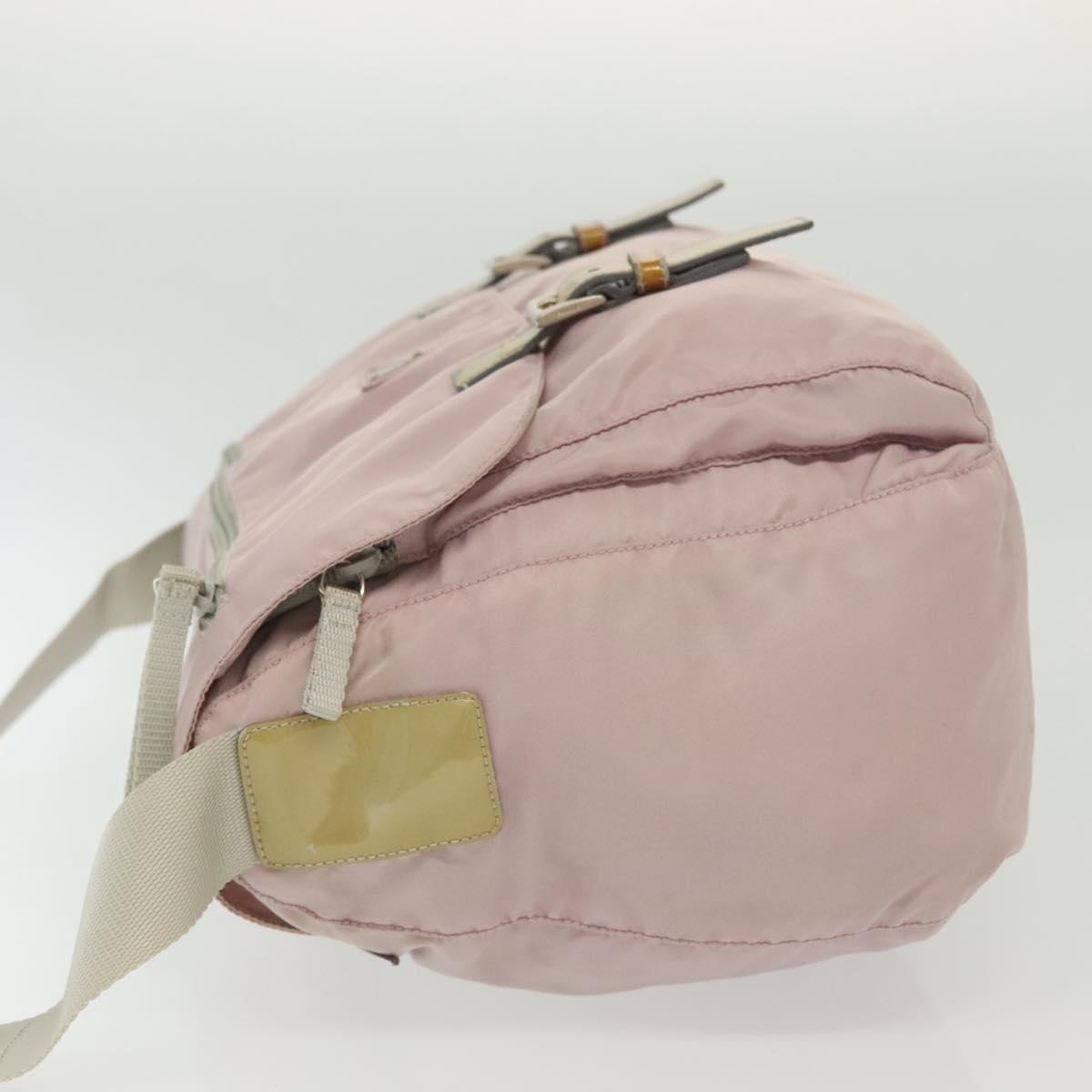 PRADA Shoulder Bag Nylon Pink Silver Auth 140622