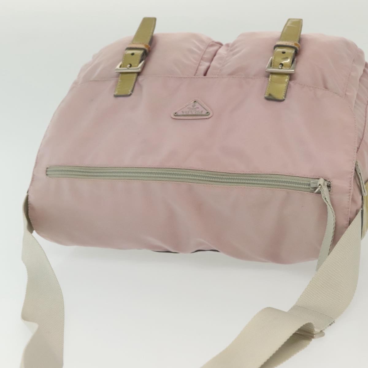 PRADA Shoulder Bag Nylon Pink Silver Auth 140622