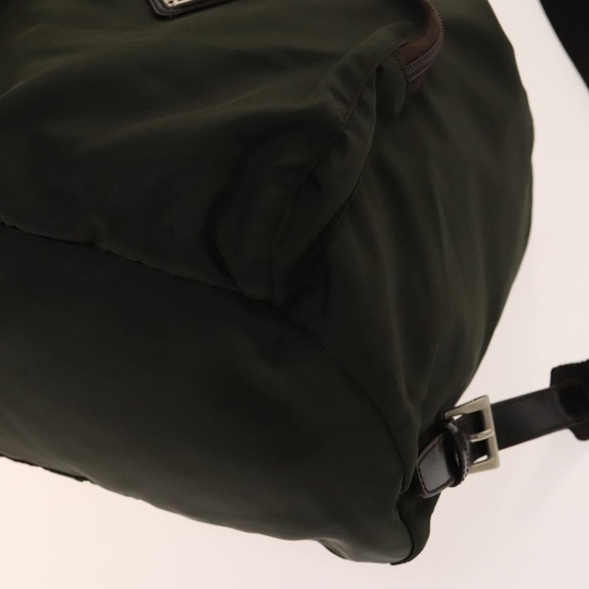 PRADA Backpack Nylon Khaki Silver Auth 140623