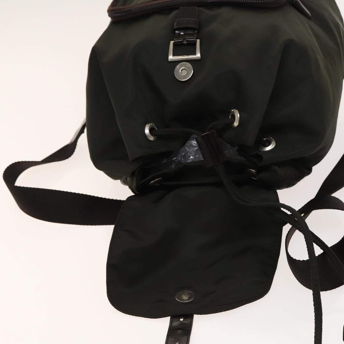 PRADA Backpack Nylon Khaki Silver Auth 140623