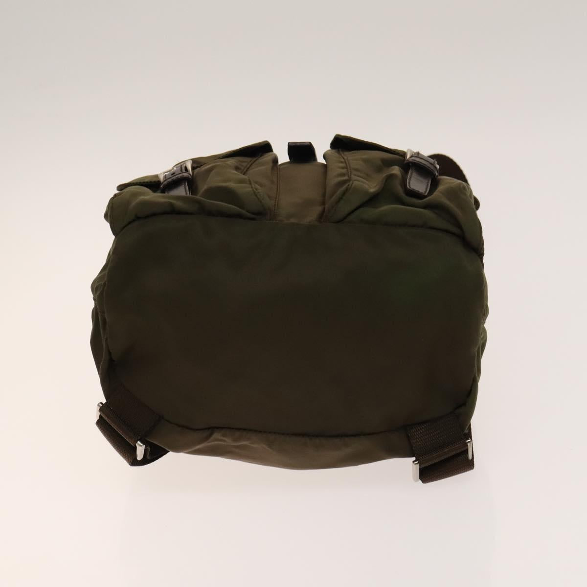 PRADA Backpack Nylon Khaki Silver Auth 140624