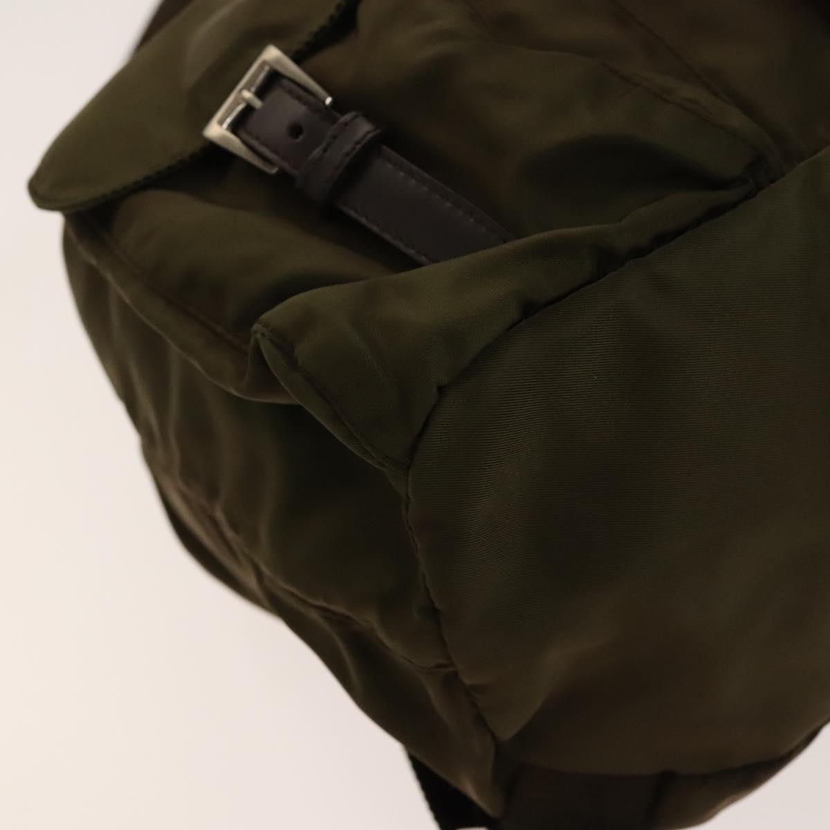 PRADA Backpack Nylon Khaki Silver Auth 140624