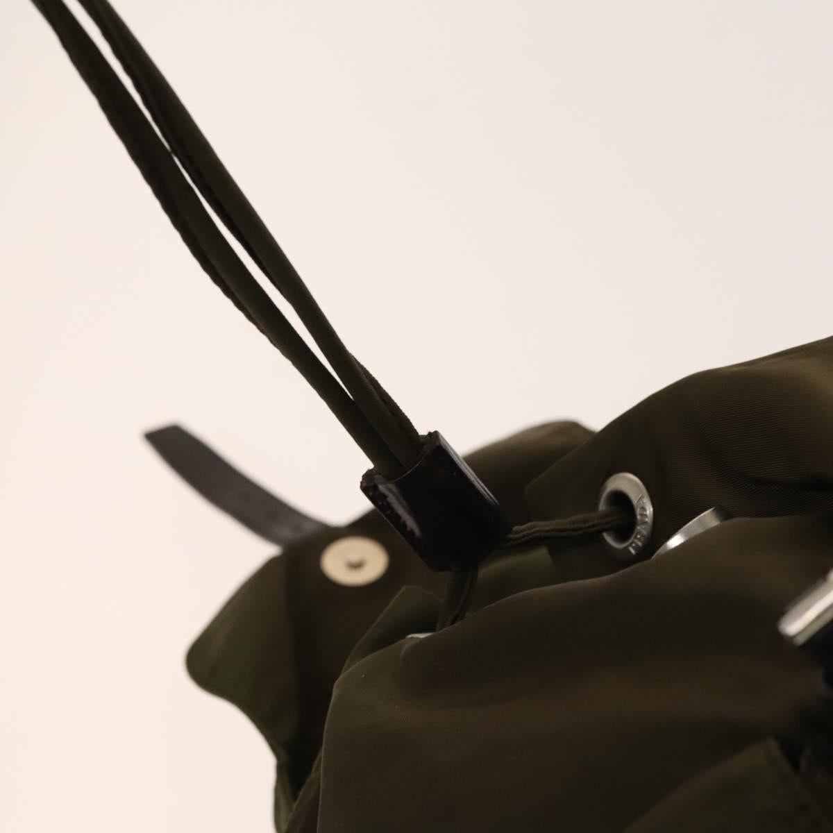 PRADA Backpack Nylon Khaki Silver Auth 140624