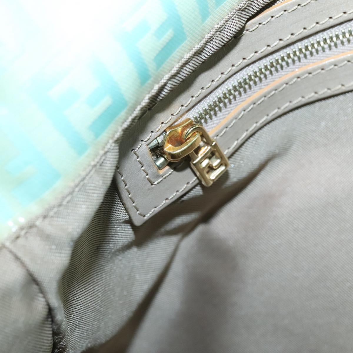 FENDI Zucchino Canvas Mamma Baguette Bag Enamel Peppermint Gold Auth 140635A