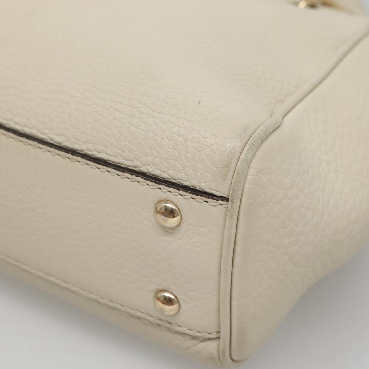 GUCCI Bamboo Hand Bag Leather 2way White Gold 368823 Auth 140639