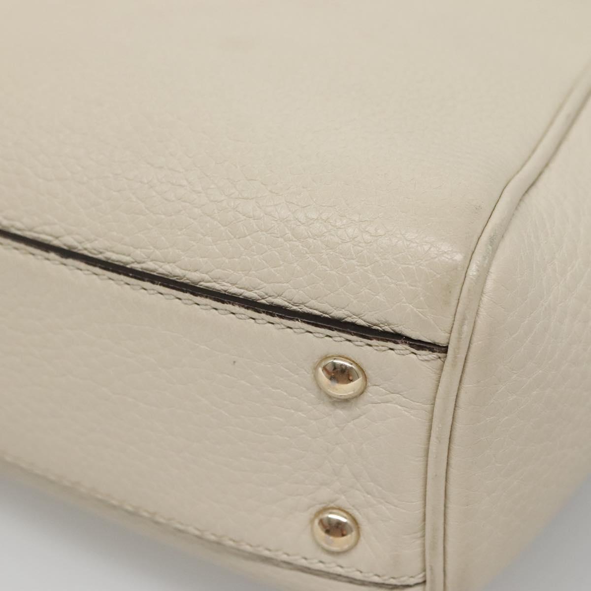 GUCCI Bamboo Hand Bag Leather 2way White Gold 368823 Auth 140639