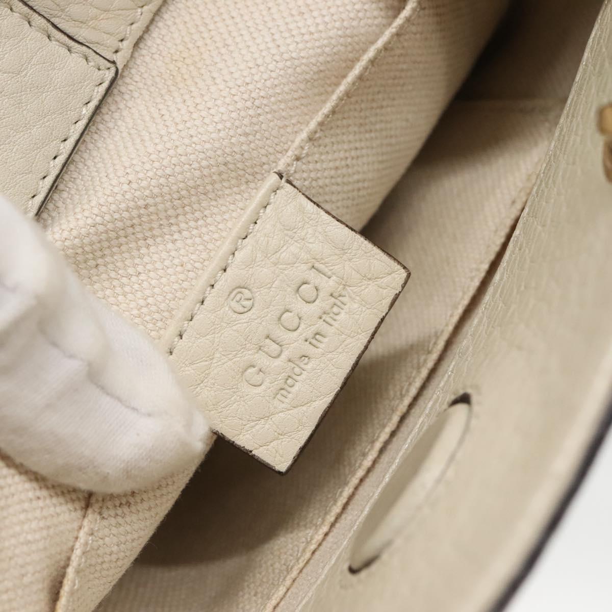 GUCCI Bamboo Hand Bag Leather 2way White Gold 368823 Auth 140639