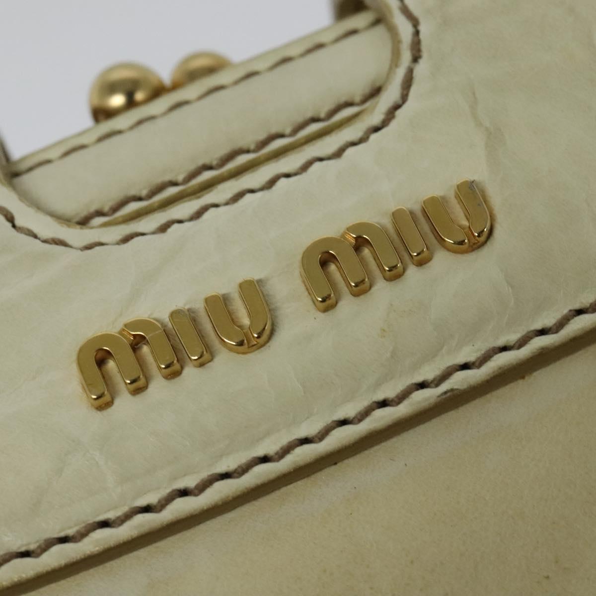 Miu Miu Shoulder Bag Leather White Gold Auth 140643