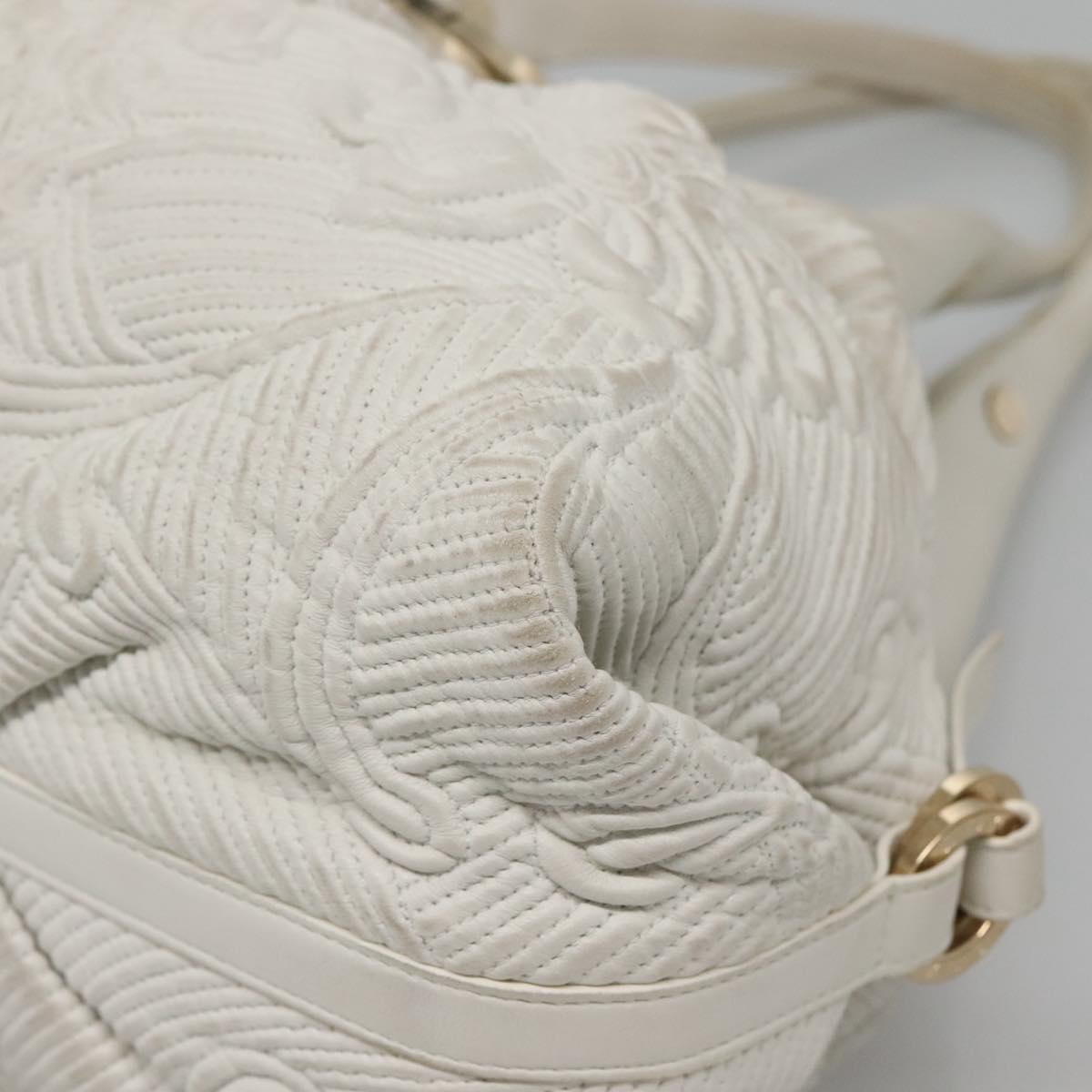 BVLGARI Chandra Shoulder Bag Leather White Gold Auth 140646