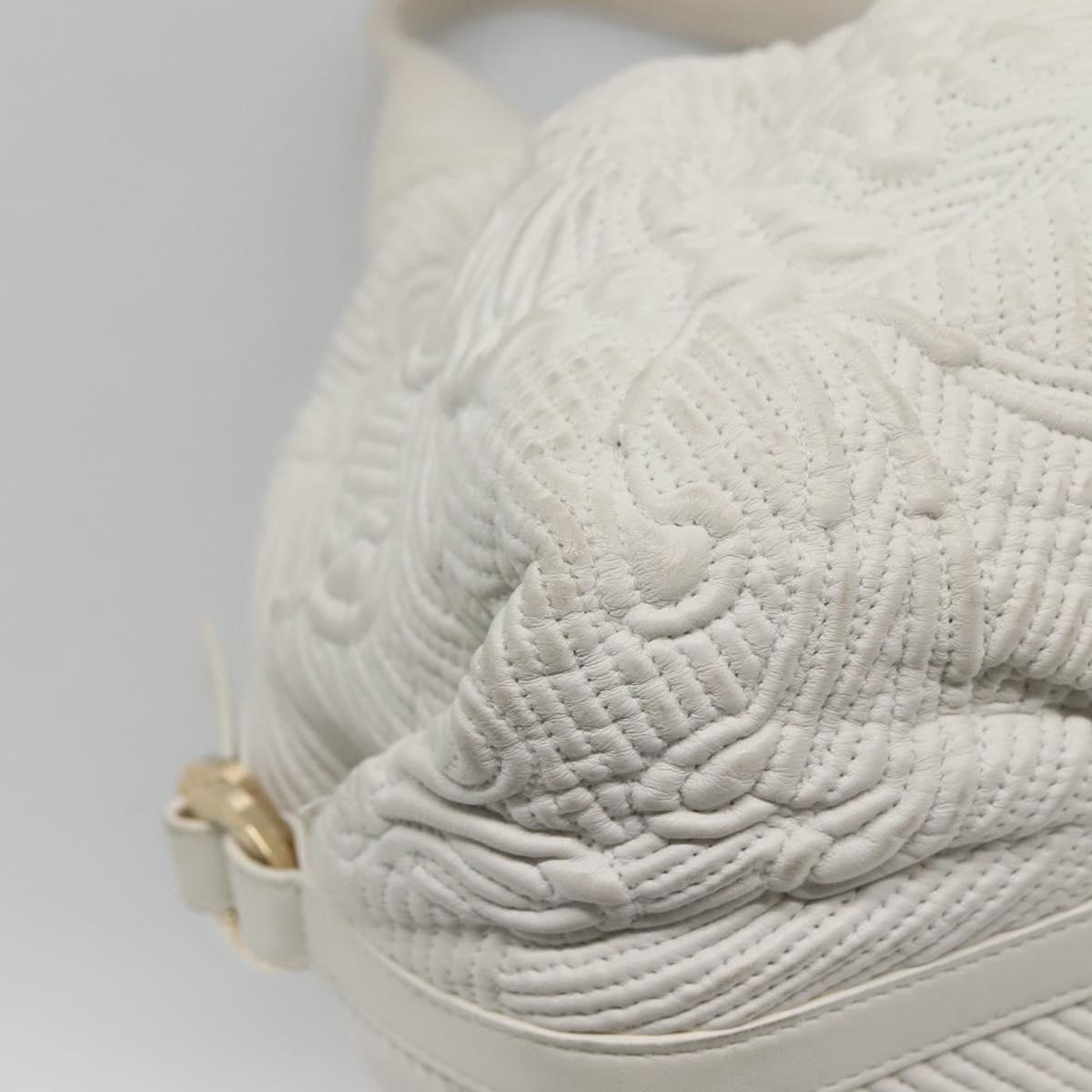 BVLGARI Chandra Shoulder Bag Leather White Gold Auth 140646