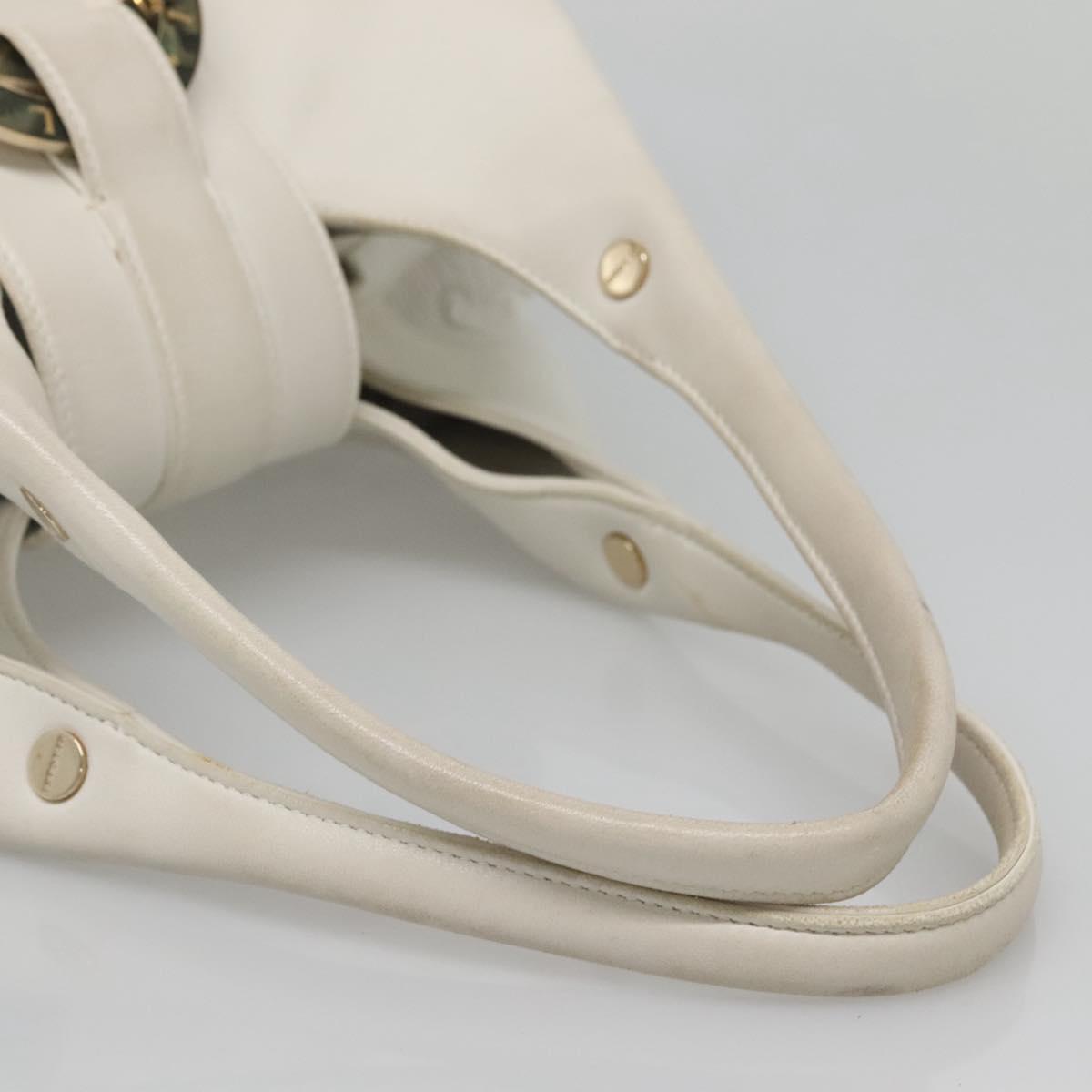BVLGARI Chandra Shoulder Bag Leather White Gold Auth 140646