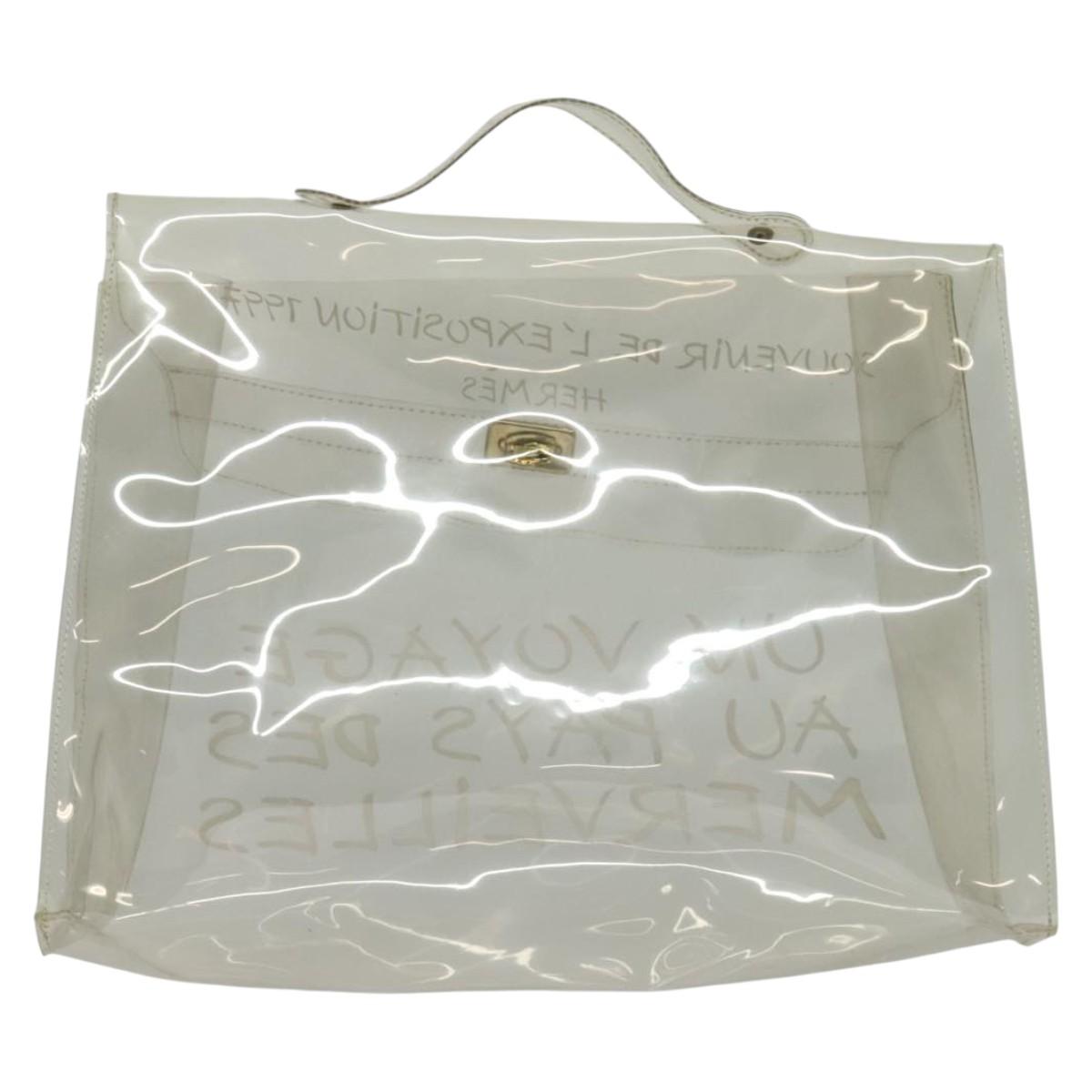 HERMES Kelly Hand Bag Vinyl Clear Auth 140647