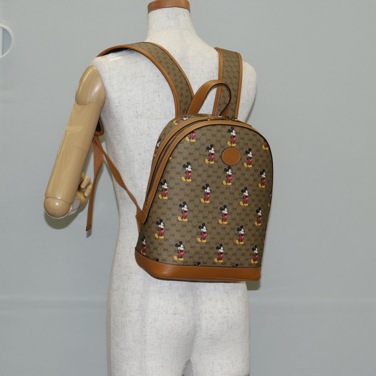 GUCCI GUCCIxDisney GG Supreme Backpack PVC Beige Gold 552884 Auth 140648SM