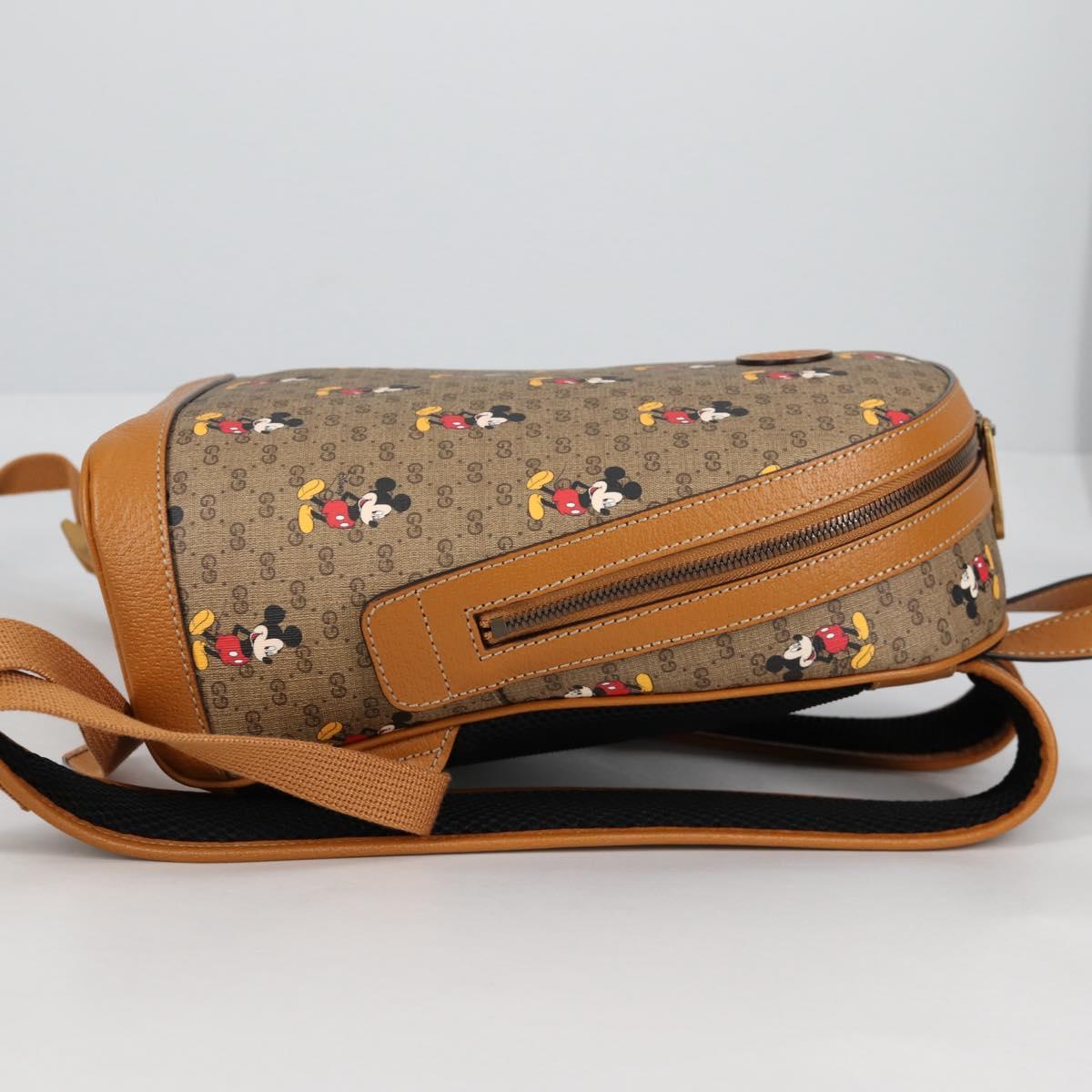 GUCCI GUCCIxDisney GG Supreme Backpack PVC Beige Gold 552884 Auth 140648SM