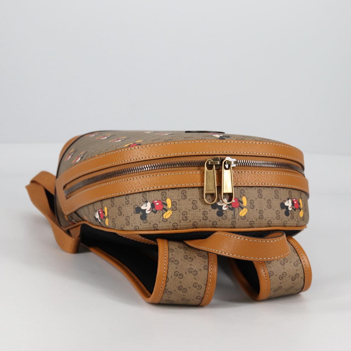 GUCCI GUCCIxDisney GG Supreme Backpack PVC Beige Gold 552884 Auth 140648SM