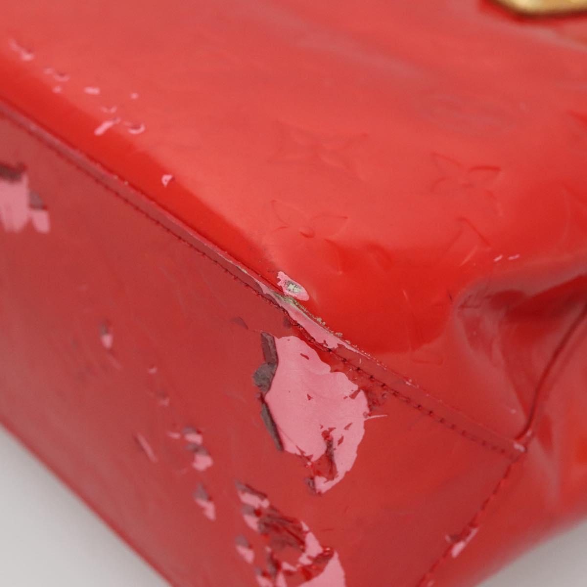 LOUIS VUITTON Monogram Vernis Reade PM Hand Bag Red Rouge M91088 LV Auth 140650