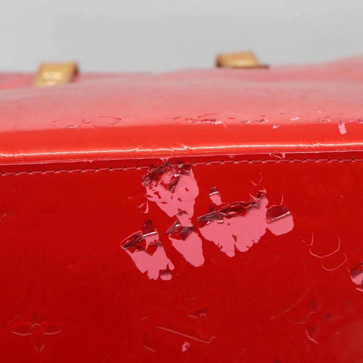LOUIS VUITTON Monogram Vernis Reade PM Hand Bag Red Rouge M91088 LV Auth 140650