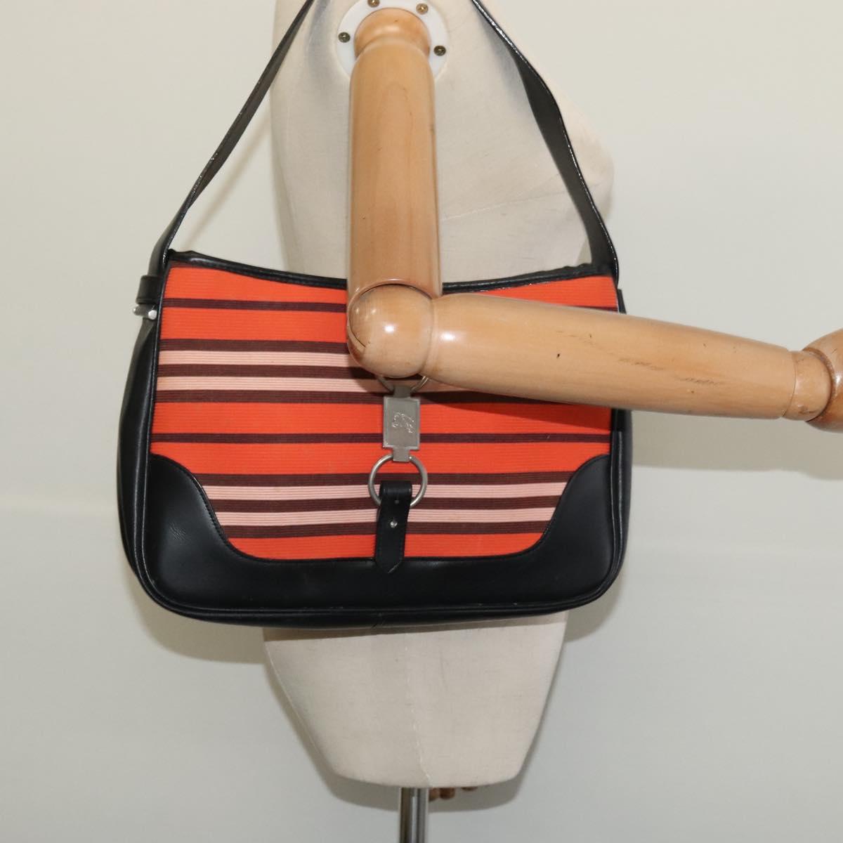 BURBERRY Blue Label Shoulder Bag Canvas Orange Silver Auth 140671