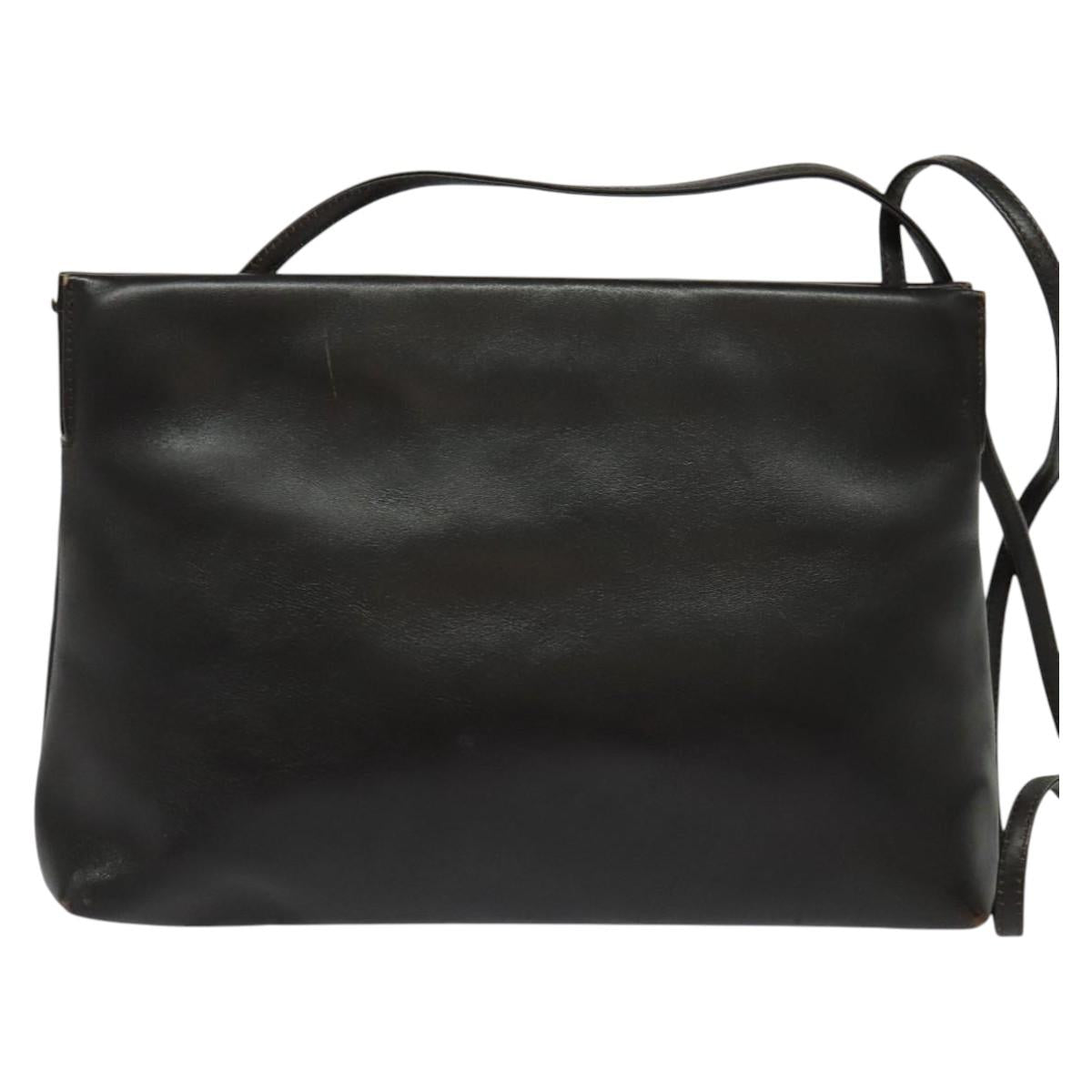 Salvatore Ferragamo Vala Shoulder Bag Leather Brown Gold Auth 140673