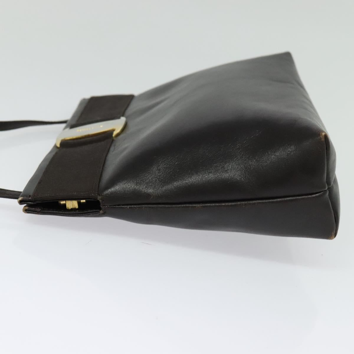 Salvatore Ferragamo Vala Shoulder Bag Leather Brown Gold Auth 140673