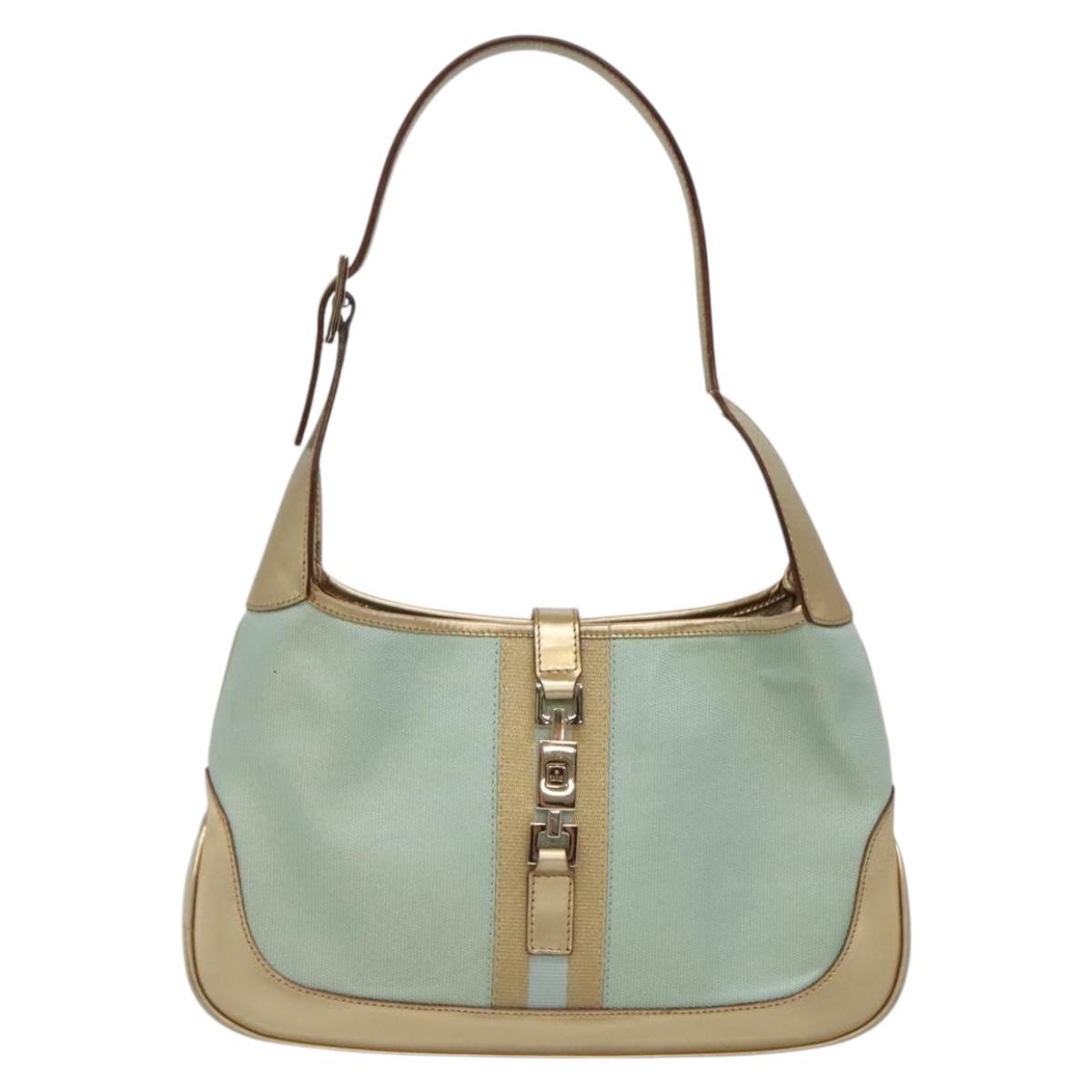 GUCCI Jackie Shoulder Bag Canvas Green Gold 001 3735 Auth 140678