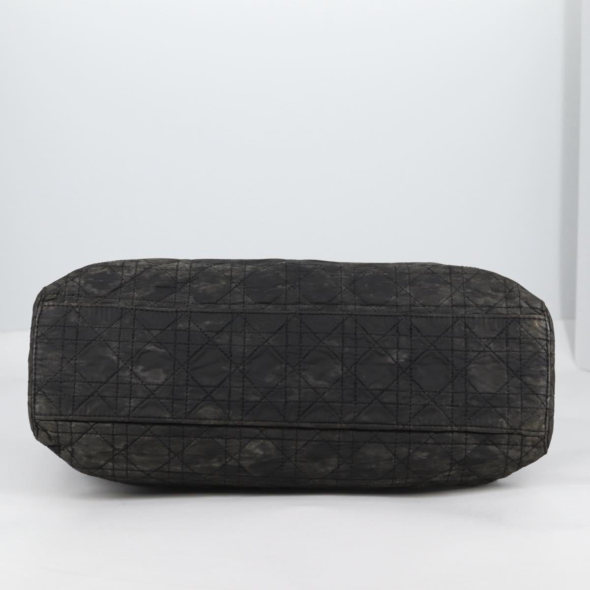 Christian Dior Canage Tote Bag Nylon 2way Black Gold Auth 140681