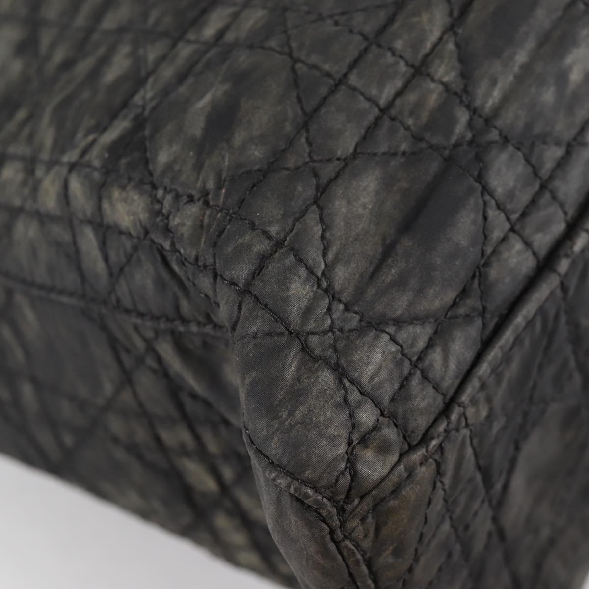 Christian Dior Canage Tote Bag Nylon 2way Black Gold Auth 140681