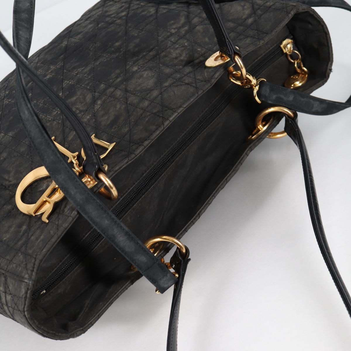 Christian Dior Canage Tote Bag Nylon 2way Black Gold Auth 140681