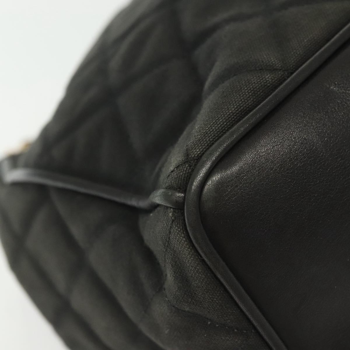 CHANEL Matelasse Shoulder Bag Canvas Black Gold CC Auth 140683