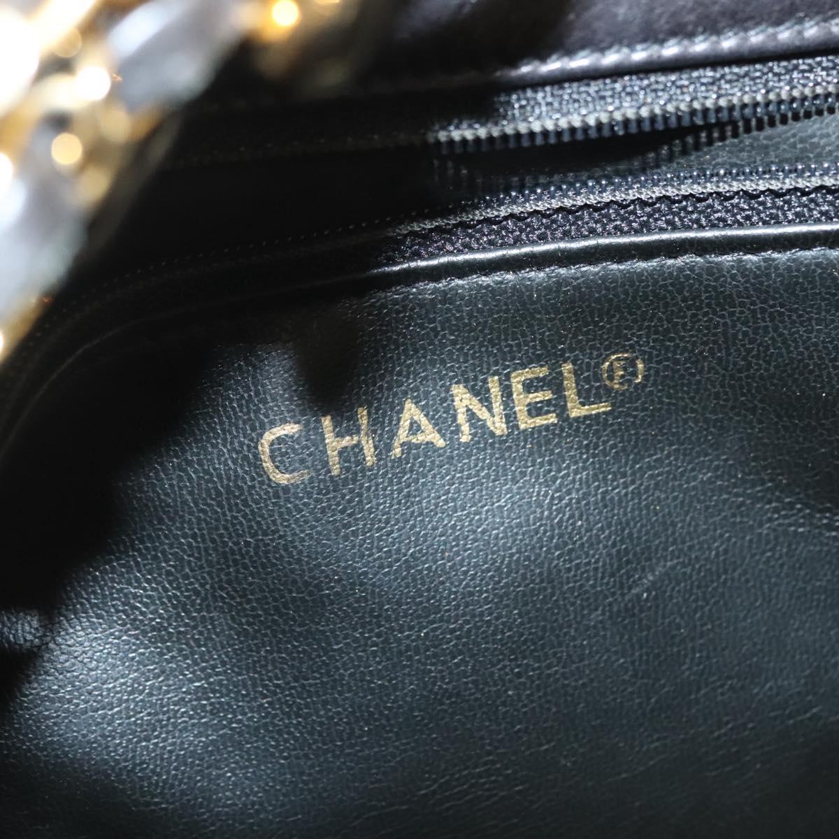 CHANEL Matelasse Shoulder Bag Canvas Black Gold CC Auth 140683
