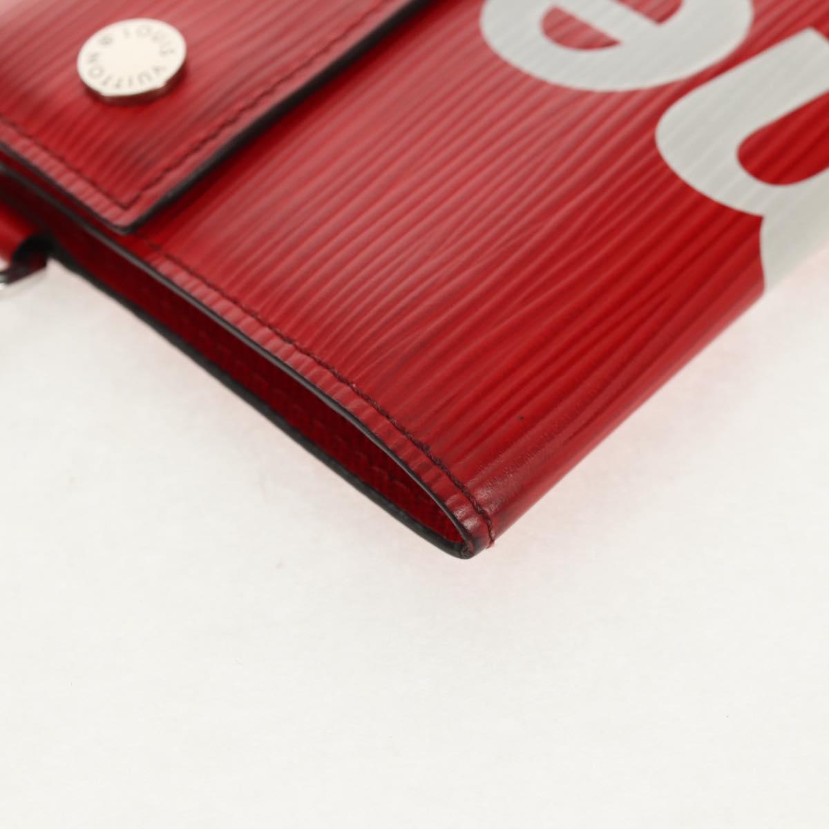 LOUIS VUITTON Epi LV × Supreme Chain Compact Wallet Red M67755 LV Auth 140687M