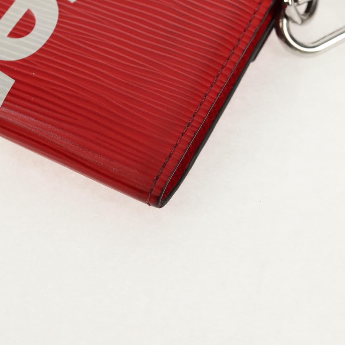 LOUIS VUITTON Epi LV × Supreme Chain Compact Wallet Red M67755 LV Auth 140687M