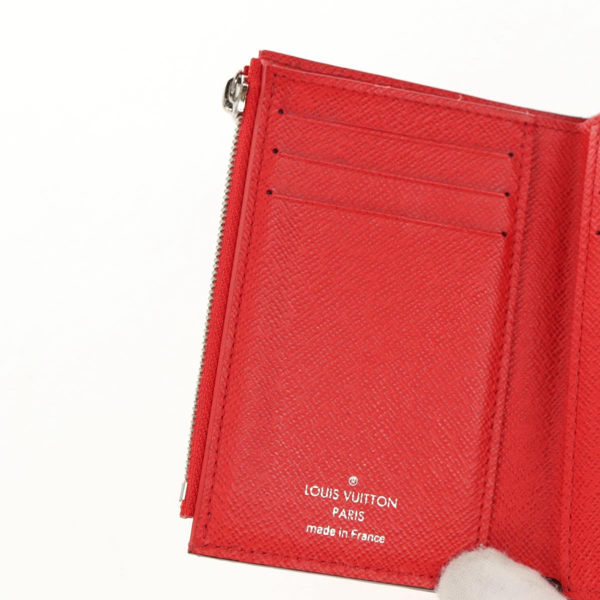 LOUIS VUITTON Epi LV × Supreme Chain Compact Wallet Red M67755 LV Auth 140687M