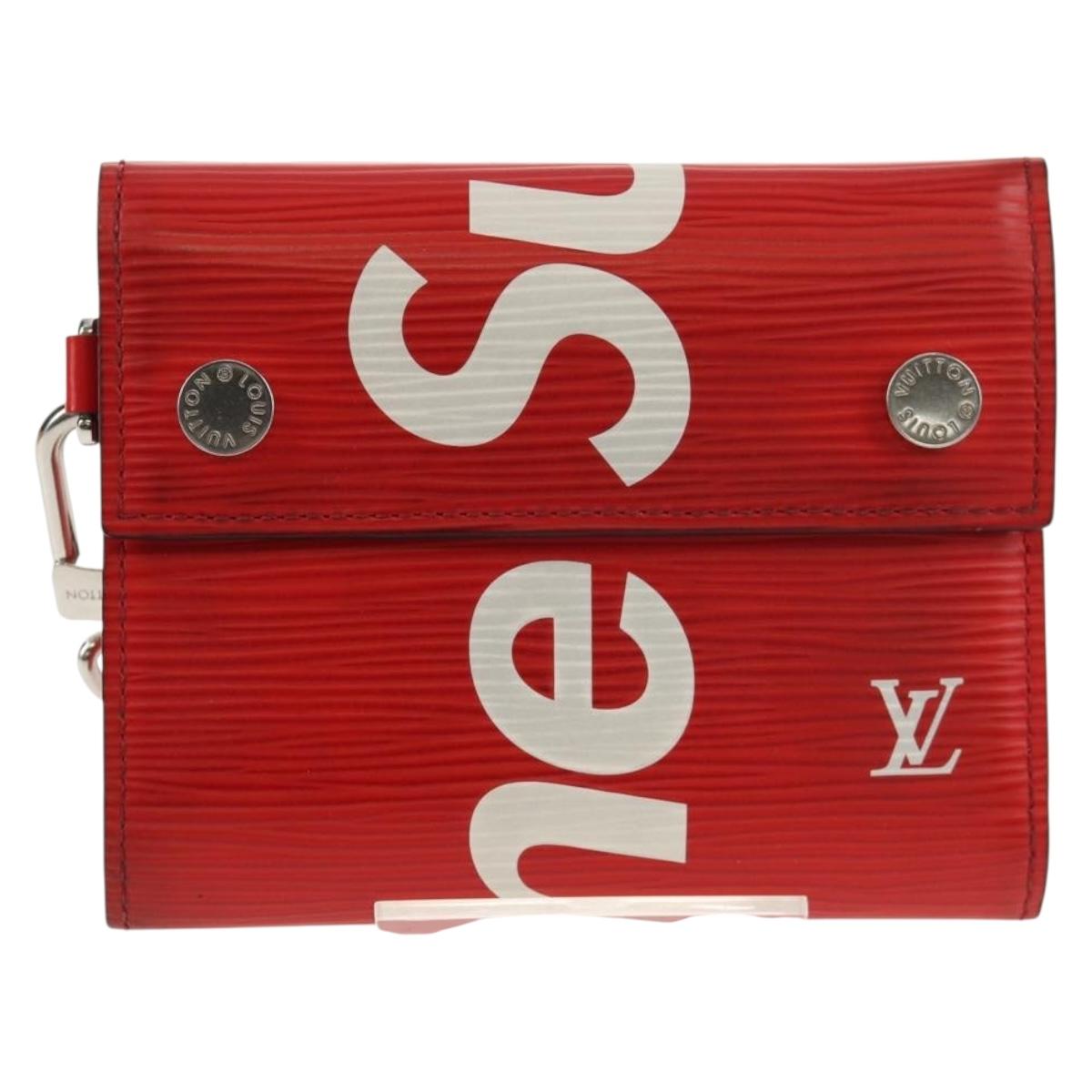 LOUIS VUITTON Epi LV × Supreme Chain Compact Wallet Red M67755 LV Auth 140687M